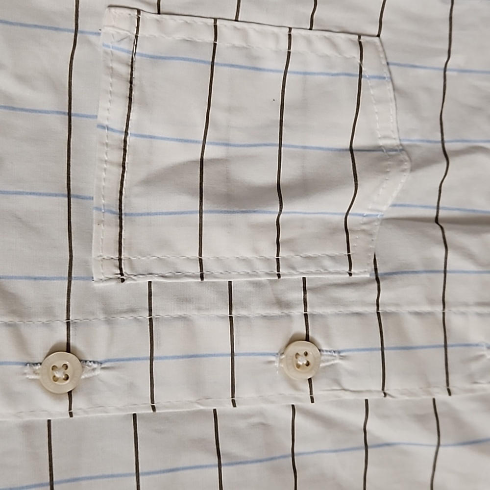 Freestyle 2 Piece Set White Button Down Blue Brown Stripe Sleeve Brown Cargo 5 - Picture 4 of 13